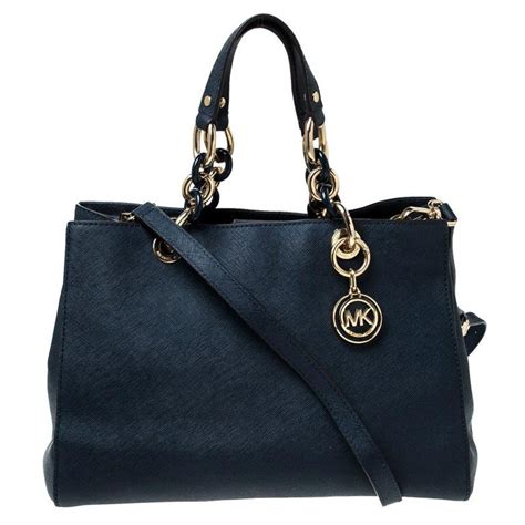 michael kors cynthia tote navy|MICHAEL Michael Kors Navy Blue Saffiano Leather Cynthia Tote.